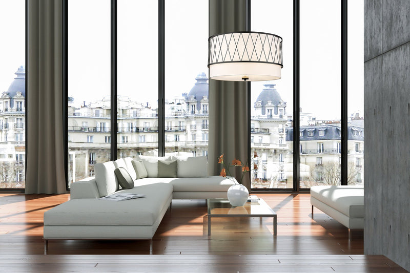 Dalton 5 Light 32" Pendant in Matte Black in a room setting