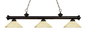 Riviera 3 Light Billiard, Glass Shades (A) in Bronze
