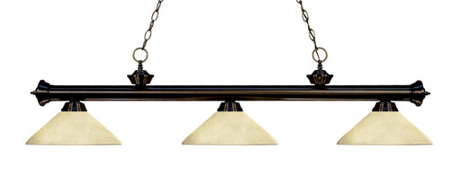Riviera 3 Light Billiard, Glass Shades (A) in Bronze