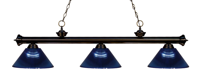 Riviera 3 Light Billiard, Acrylic Shades in Bronze