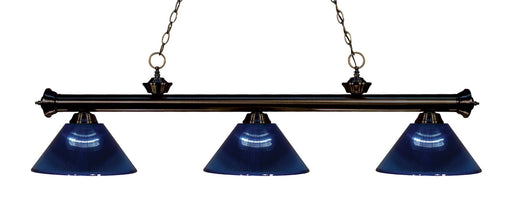 Riviera 3 Light Billiard, Acrylic Shades in Bronze