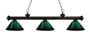 Riviera 3 Light Billiard, Acrylic Shades in Bronze