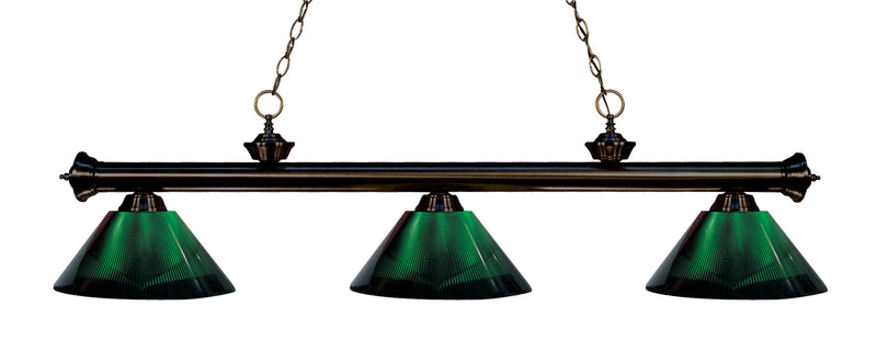 Riviera 3 Light Billiard, Acrylic Shades in Bronze