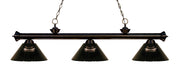 Riviera 3 Light Billiard, Acrylic Shades in Bronze