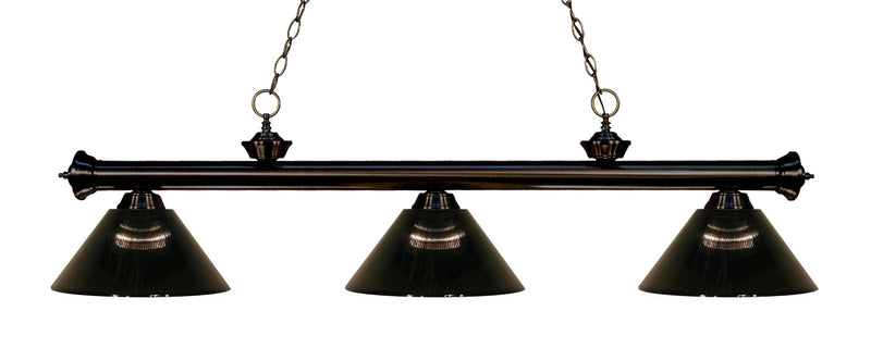 Riviera 3 Light Billiard, Acrylic Shades in Bronze
