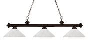 Riviera 3 Light Billiard, Glass Shades (A) in Bronze
