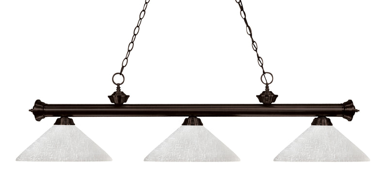 Riviera 3 Light Billiard, Glass Shades (A) in Bronze
