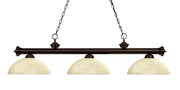 Riviera 3 Light Billiard, Glass Shades (D) in Bronze