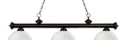 Riviera 3 Light Billiard, Glass Shades (D) in Bronze