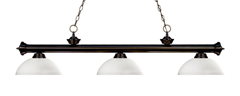 Riviera 3 Light Billiard, Glass Shades (D) in Bronze