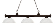 Riviera 3 Light Billiard, Glass Shades (D) in Bronze