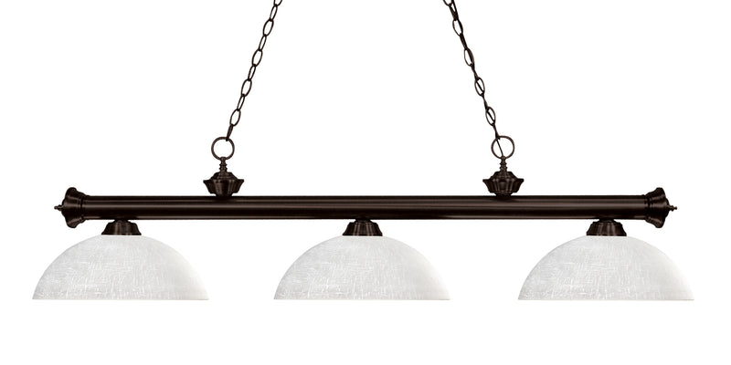 Riviera 3 Light Billiard, Glass Shades (D) in Bronze