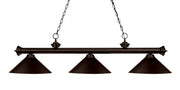 Riviera 3 Light Billiard, Metal Shades (M) in Bronze