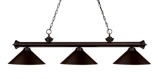 Riviera 3 Light Billiard, Metal Shades (M) in Bronze