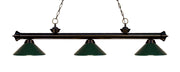Riviera 3 Light Billiard, Metal Shades (M) in Bronze