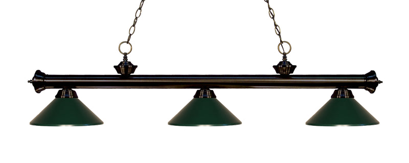 Riviera 3 Light Billiard, Metal Shades (M) in Bronze