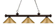Riviera 3 Light Billiard, Metal Shades (M) in Bronze