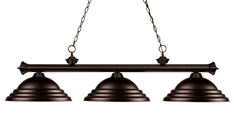 Riviera 3 Light Billiard, Metal Shades (ST) in Bronze