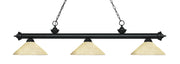 Riviera 3 Light Billiard, Glass Shades (A) in Matte Black