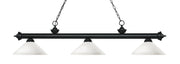 Riviera 3 Light Billiard, Glass Shades (A) in Matte Black