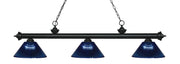 Riviera 3 Light Billiard, Acrylic Shades in Matte Black