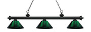 Riviera 3 Light Billiard, Acrylic Shades in Matte Black