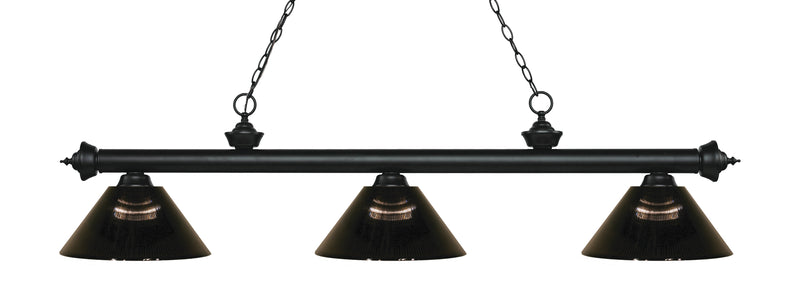 Riviera 3 Light Billiard, Acrylic Shades in Matte Black