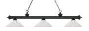 Riviera 3 Light Billiard, Glass Shades (A) in Matte Black