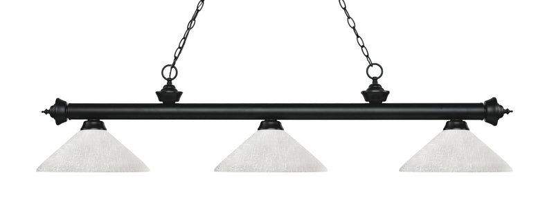 Riviera 3 Light Billiard, Glass Shades (A) in Matte Black