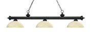 Riviera 3 Light Billiard, Glass Shades (D) in Matte Black