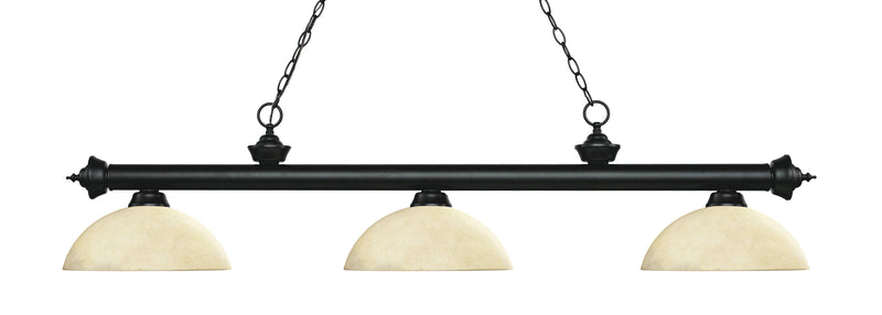 Riviera 3 Light Billiard, Glass Shades (D) in Matte Black