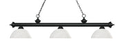 Riviera 3 Light Billiard, Glass Shades (D) in Matte Black