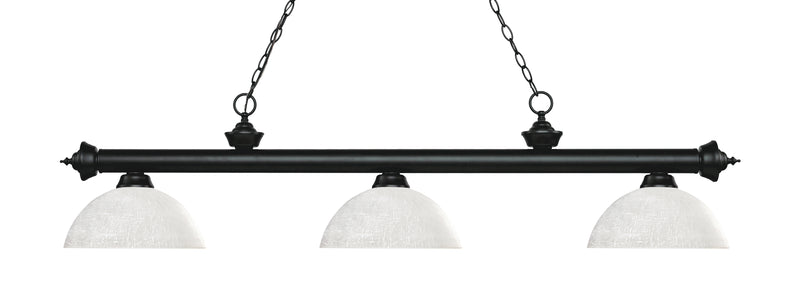 Riviera 3 Light Billiard, Glass Shades (D) in Matte Black