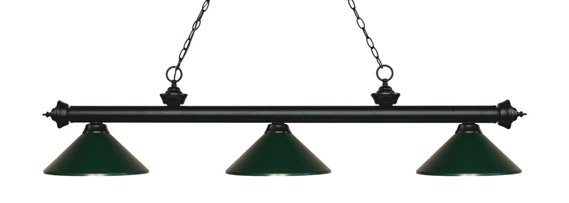 Riviera 3 Light Billiard, Metal Shades (M) in Matte Black