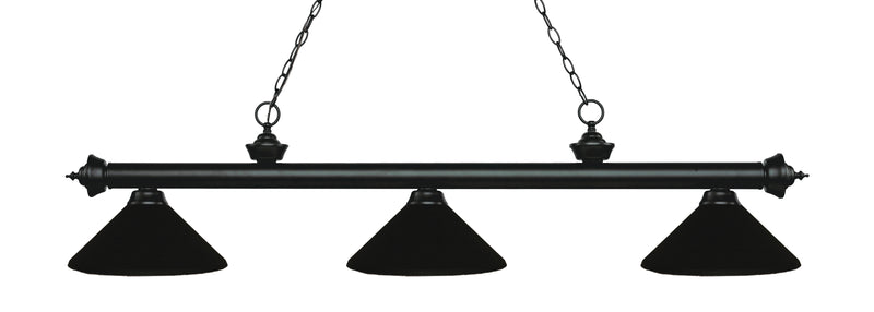 Riviera 3 Light Billiard, Metal Shades (M) in Matte Black