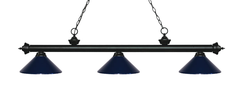 Riviera 3 Light Billiard, Metal Shades (M) in Matte Black