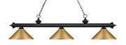 Riviera 3 Light Billiard, Metal Shades (M) in Matte Black