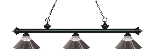 Riviera 3 Light Billiard, Glass Shades (RM) in Matte Black