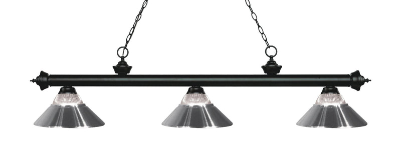 Riviera 3 Light Billiard, Glass Shades (RM) in Matte Black