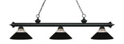 Riviera 3 Light Billiard, Glass Shades (RM) in Matte Black