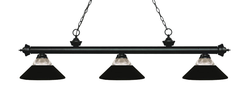 Riviera 3 Light Billiard, Glass Shades (RM) in Matte Black