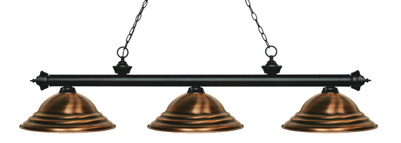 Riviera 3 Light Billiard, Metal Shades (ST) in Matte Black
