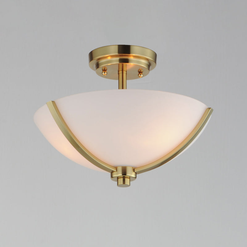 Deven 3 Light Semi-Flush Mount in Satin Brass
