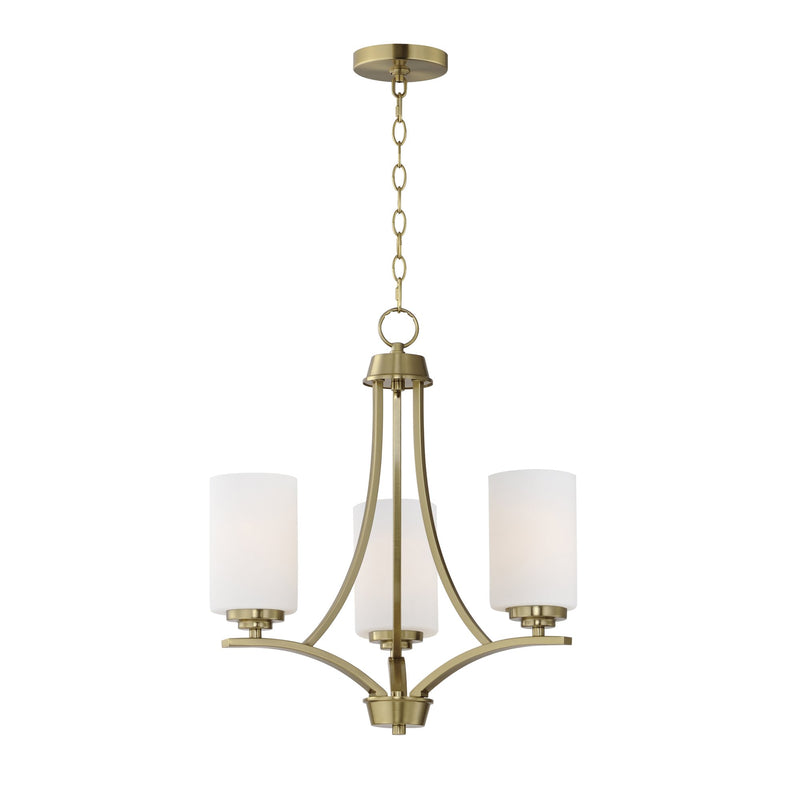 Deven 3 Light Chandelier in Satin Brass