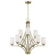 Deven 9 Light Chandelier in Satin Brass