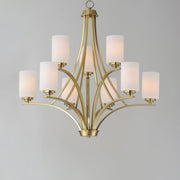 Deven 9 Light Chandelier in Satin Brass