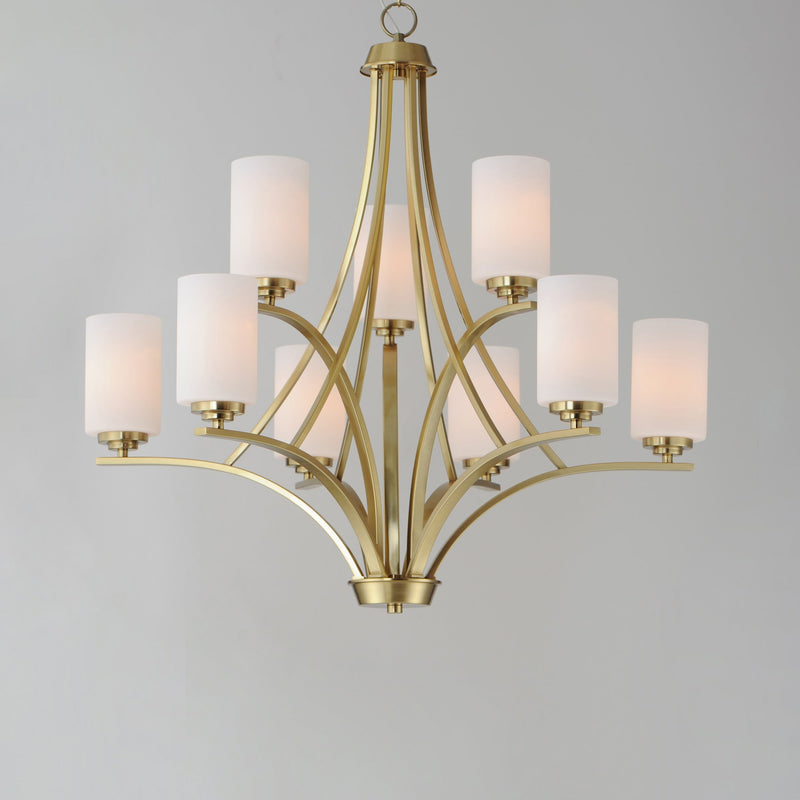Deven 9 Light Chandelier in Satin Brass