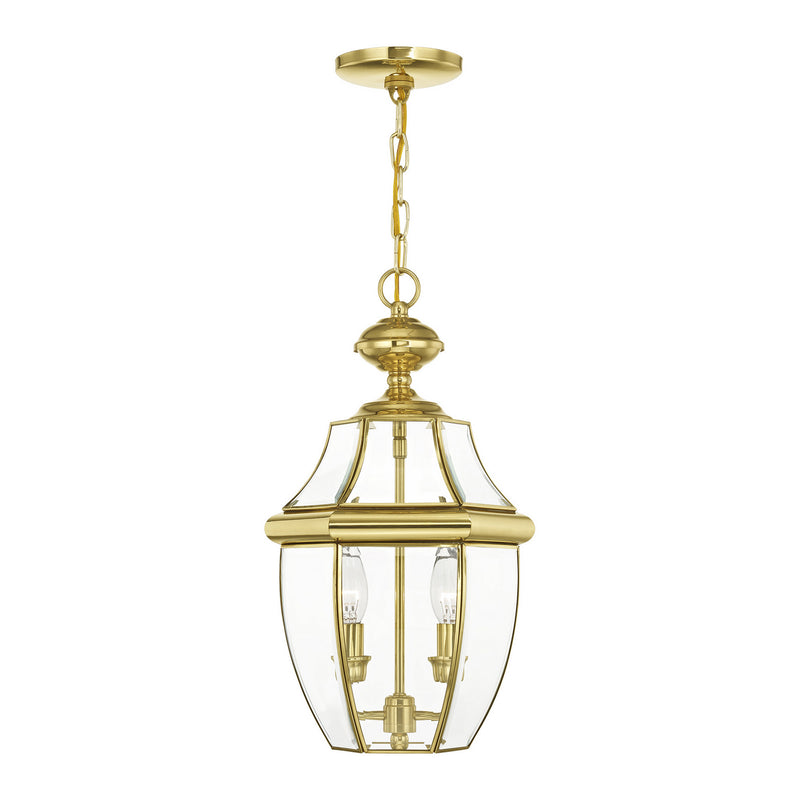Monterey 2 Light Outdoor Chain Lantern in Polished Brass