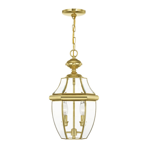 Monterey 2 Light Outdoor Chain Lantern in Polished Brass