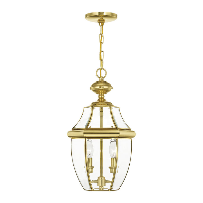 Monterey 2 Light Outdoor Chain Lantern in Polished Brass